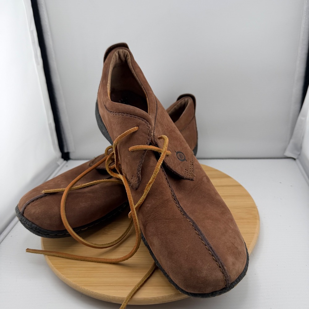 Born W9244 Brown Nubuck Leather Center Seam Lace Up Loafers Womens 10 EU 42
